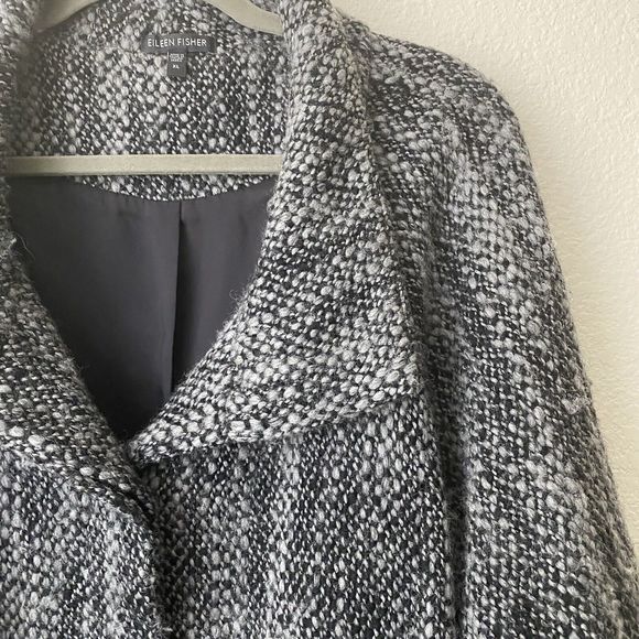 Eileen Fisher Jacket Womens Sz XL Wool Peacoat Tweed Button Front - Picture 3 of 8